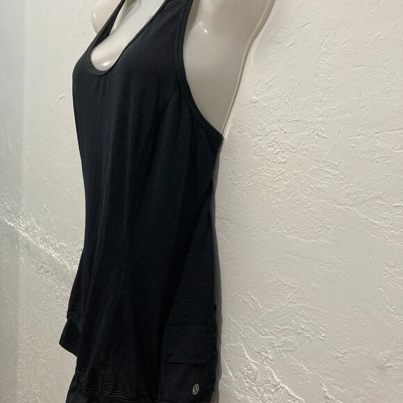 Lululemon Tank Top Women's Run Energy Racerback Black Cinch Waist Striped Size 6 - Picture 4 of 12